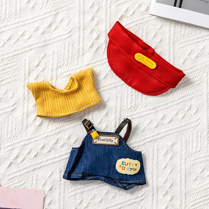 Clothes Set for 17cm Dolls, Hat & Overalls Set for 17cm Accessories Suit, Cute Clothes for Dress up Unique Style