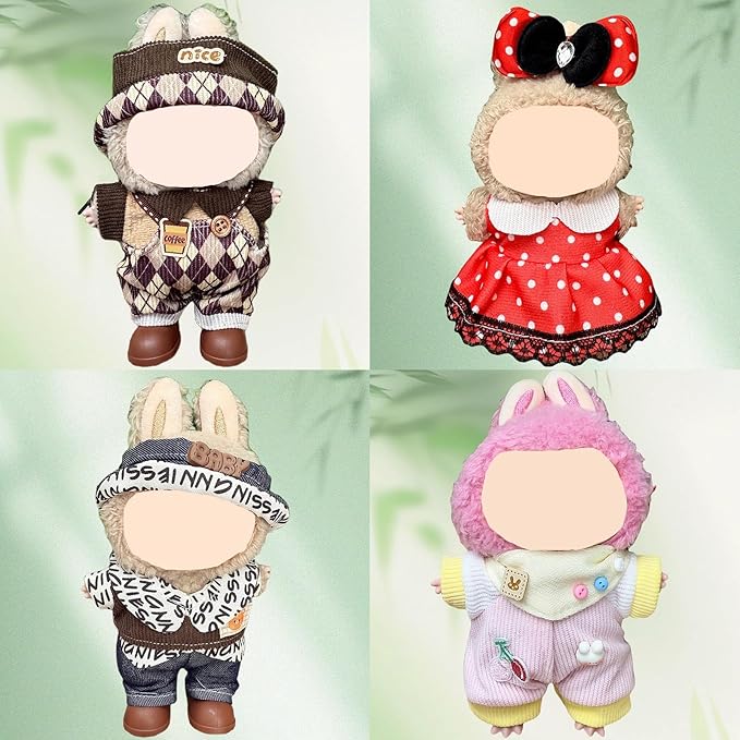 4 Pack—17cm Doll Clothes,Premium Doll Outfit with Accessories,Doll Princess Skirt,Cute Clothes Outfit for 17cm Dolls,End Dolls Fashion Clothing Set(No Dolls and Shoes) (Set H)