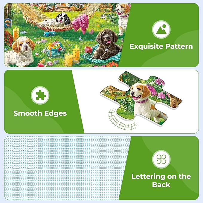 Puzzles for Adults 500 Pieces,Cute Puppy & House Puzzle for Adult,500 Pieces Fun Dogs Jigsaw Puzzles for Kids Adults Seniors Teens,Challenging Family Games Giving Puzzles,20.5x15 in