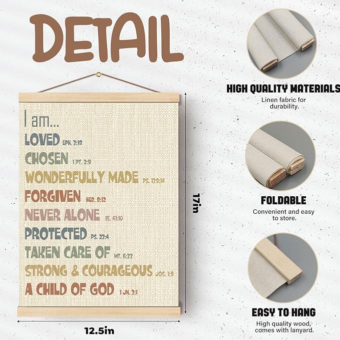 Boat Wades Christian Bible Affirmations Wooden Poster Hangers 12x16 Inch,Inspirational Gifts Poster Hanger Frame,Positive Bible Verse Boys Girls Kids Room Wall Art Decor