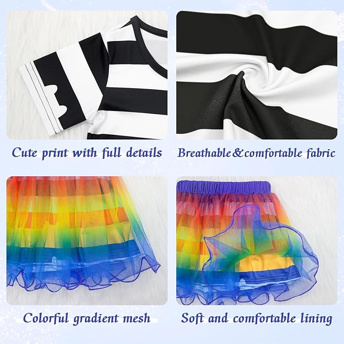 Rainbow Tutu dress for Girls, Birthday Girl Outfit Set Costumes with Headband and Bag Christmas Outfits 3-8Y