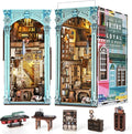 MiniCity DIY Book Nook Kit for Adults, 3D Wooden Puzzle Bookend Bookshelf Insert Decor with LED Light and Dust Cover (Hemingway House)