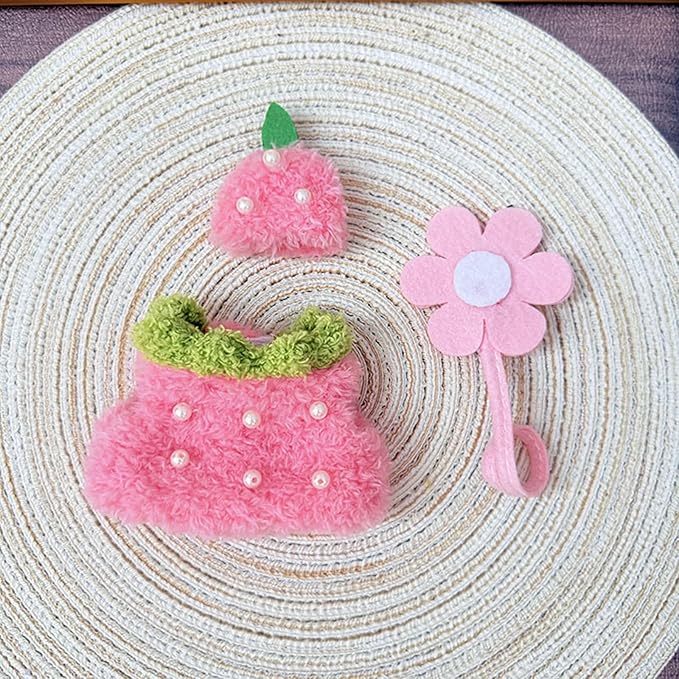 17CM Doll Clothes Set Pink Pearl Jumpsuit + Pink Hair Charm + Flower, Fashion Cute Dress-Up Clothes for Doll Accessories Outfit(No Doll Included)(LBB Clothes 8)
