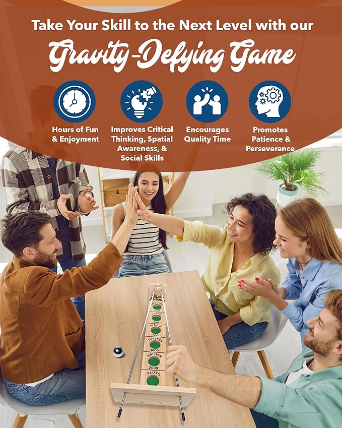 WE Games Shoot The Moon Game (10 Count), Large 18 inch Size, Solid Natural Wood, Retro Games for Adults, Classic Table Top Board Game