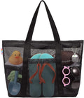 Tagitary Mesh Beach Bag with Zipper Large Beach Tote Waterproof Sandproof with 8 Pockets for Toys Pool Bag Beach Accessories