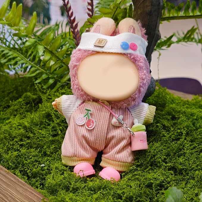 17cm Doll Clothes Set, Cute Girls Doll Outfits Set , 4 PCS Pink Jumpsuits Outfits Exquisite Accessories