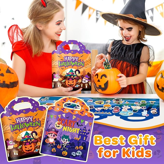 2 Pack Halloween Reusable Sticker Books for Toddlers 2-4 Years, Activity Sticker Books for Toddlers 1-3, Toddler Travel Toys Activities Crafts Gifts, Halloween Party Favor for Boys Girls