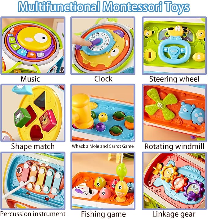 Toys for 1 Year Old Boy Girl, Montessori Busy Board Sensory Activities Educational Toys for 12-18 Months Toddler, 1 Year Old Boy Gifts