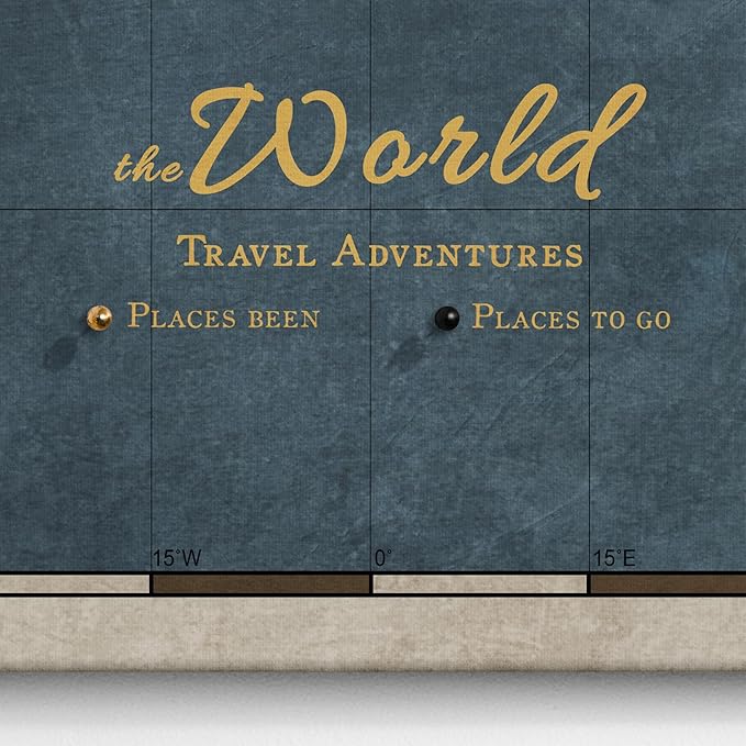 Canvas World Map with Cork Pin Board - English Lettering - Decorative Wall Decoration for All Rooms - Canvas Pictures with World Map Motif (120x80 cm, Pattern 18)