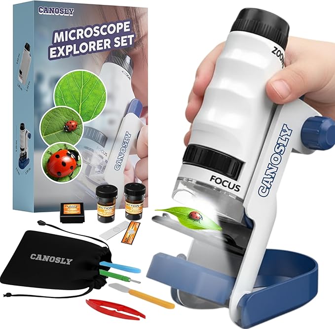 Microscope for Kids, 60x-120x, Kids Microscope, Science Toys, Science Kits, Handheld, Pocket Miniscope, Portable Mini Scope, Explorer Set, Gift