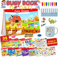 Montessori Busy Book & Tracing Activity Coloring Books & Jelly Stickers 3-in-1 for Toddlers 3-5, Preschool Learning Activities Book with 35 thems ,Autism Sensory Toys, Travel Christmas Birthday Gifts