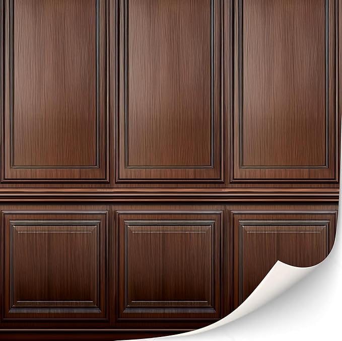 3 Sheets Self-Adhesive Wall Cladding for Dollhouse 1:12 Scale (Wood Paneled Wall (Mahogany))