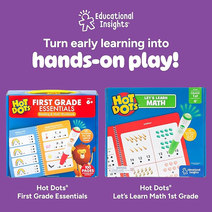 Educational Insights Hot Dots Jr. Let's Master 1st Grade Reading Set - 1st Grade Workbooks with Interactive Pen, Homeschool Learning Activities, Learn to Read Activity Books for Kids Ages 6+