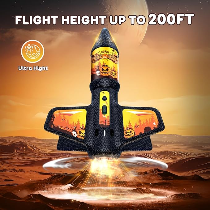 Rocket Launcher for Kids with Launch Set Up to 200 Ft Air Model Rocket Toy with Parachute, Space Ship Outdoor Toys for Ages 8-13 Boy Birthday Gift Birthday Gift for Kids