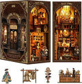 Book Nook Kit for Adults with Dust Cover & LED Light, DIY Miniature House Kit 3D Printed Booknook Wooden Puzzle Dollhouse Bookshelf Insert DIY Craft Model Build Gift for Birthdays, Royal Seamer