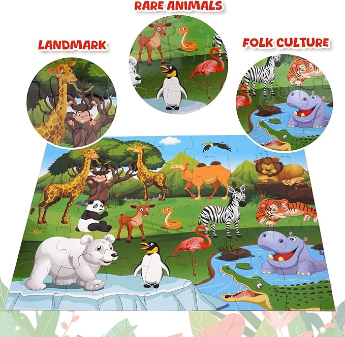35 Pieces Jumbo Floor Puzzle for Kids Animal Jigsaw Puzzles Large Puzzles for Toddler Ages 4-8, 3-5, Educational Development Toys Giant Floor Puzzle (Animal Paradise)