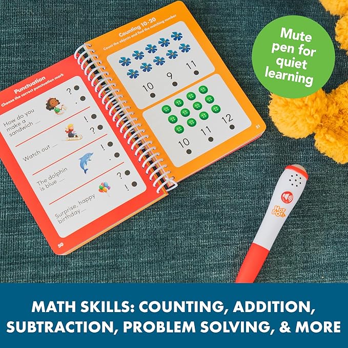 Educational Insights Hot Dots Kindergarten Essentials: Reading & Math Workbook - Kindergarten Workbooks with Interactive Pen, Homeschool Learning Books, Build Reading Fluency and Math Skills, Ages 5+