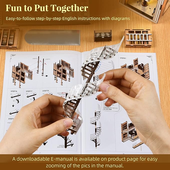 Book Nook Kit, DIY Dollhouse Booknook, Book Nook Miniature Kit for Bookshelf Insert Decor Crafts for Adults Teen Halloween, 3D Wooden Puzzle with Led Light (Law Library)