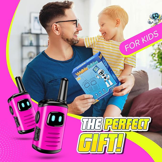 Kids Walkie Talkies Toys for Girls: comedyfun Mini Robots Walkies Talkies Pink 2 Pack Christmas Birthday Gifts for 3 4 5 6 7 8 Year Old Girls Toys Age 4 5 6 7 8 Stocking Stuffers Camping Outdoor