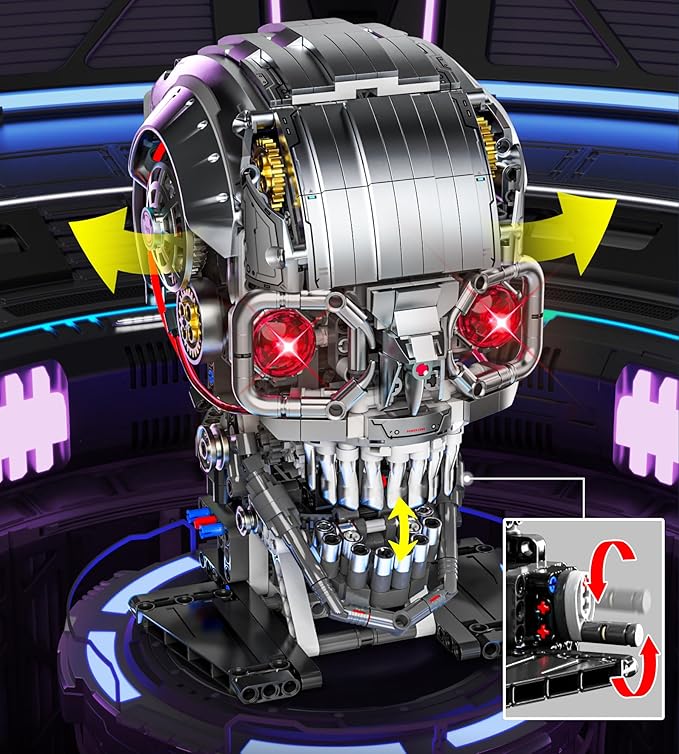 Mechanical Skull Building Set, Horror Ghost Zombie Skeleton Head Toy Home Decor, Creative Halloween Birthday Gift Toy for Adults Teens Boys Age 12+ (1099 PCS)
