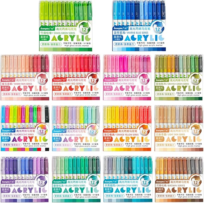 168 Colors Acrylic Gel Pens, 3D Acrylic Paint Pen with 1.0mm Bullet Tip, Gel Pens for Coloring Books, Black Paper, Glass, Fabric, Card Making, Art Crafts Supplies