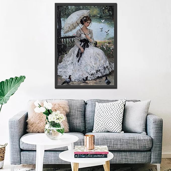 Woman with a Parasol Puzzles for Adults 1000 Piece Jigsaw Puzzles for Adult Victorian Impressionism Puzzles Elegant Lady Jigsaw Puzzles for Lovers Gifts European Noblewoman Jigsaw Puzzle for Adults