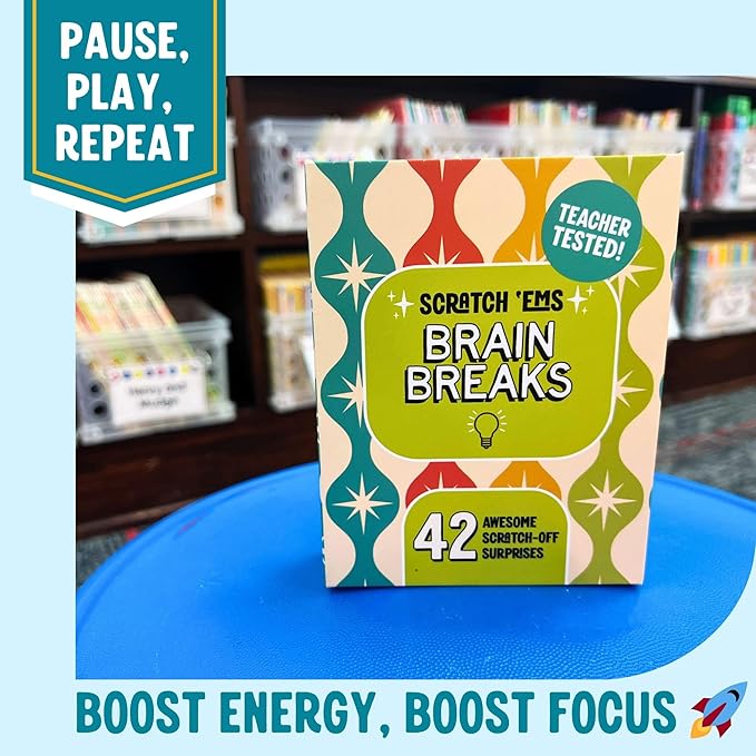 Scratch 'Ems Brain Breaks Scratch Off Cards for Classroom (42 Cards) | Fun Scratch Cards for Teachers & Students | Screen-Free Classroom Engagement & Quick Reward Game for Kids of All Ages