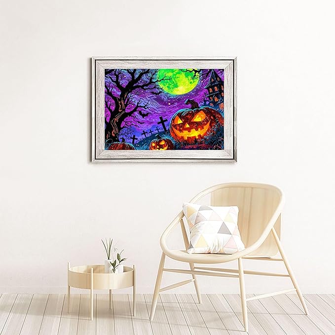 500-piece Halloween - Scary Pumpkin Graveyard Adult Wooden Puzzle, Intellectual Challenge, Stress-Relieving Puzzle, Relaxing Family Activity, Decoration, Size: 20.5 x 15 in