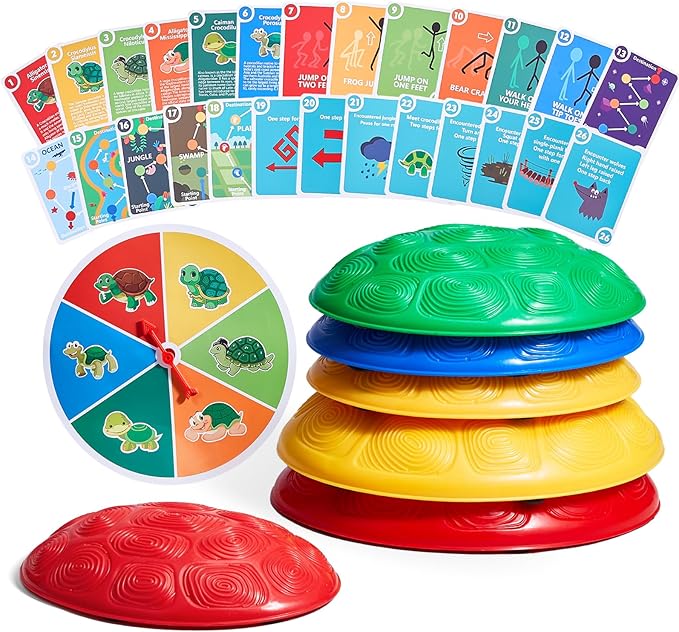 VEVOR Turtle Balance Stepping Stones, 6 PCS, Up to 220 lbs Kids Turtle Jumping Stones Steps Stones, Toddler Obstacle Course Coordination Game Toys Indoor or Outdoor Play for Children Aged 3 4 5 6 7 8+
