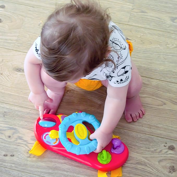 Playgro Drive & Go Steering Wheel Toy - Interactive Toddler Toy for Car Seat, 1 to 3 Years - Enhances Motor Skills, Role Play, & Active Learning - Baby Car Seat Toys with Lights, Sounds, & STEAM