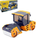 Gemini&Genius Double-Drum Road Roller Toy Construction Vehicle Toy 1/50 Scale Die-cast Grader Engineering Road Planer Vehicle, Asphalt Drum Compactor Alloy Model Toys and Collections for Kids