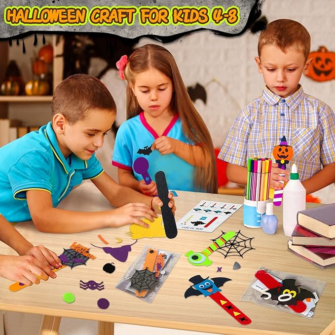 24 Piece Halloween Crafts for Kids Ages 4-8, DIY Bookmark Craft Bulk for Party Favors & Classroom Rewards