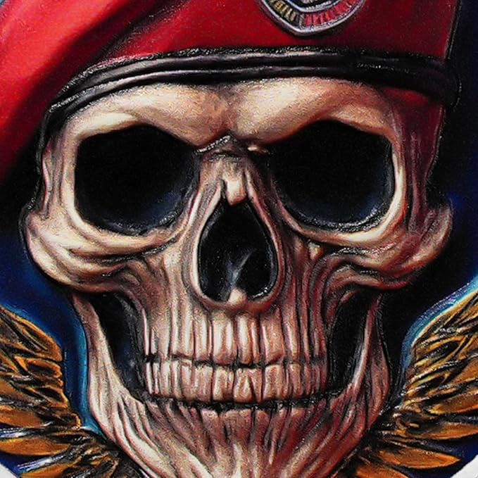AtSKnSK Memento Mori Coin Momento Mori Coin Skull Coin Stoic Gifts Memento Mori Calendar Living Memento Mori Amor Fati Coin (Red Hat Navy Skull)