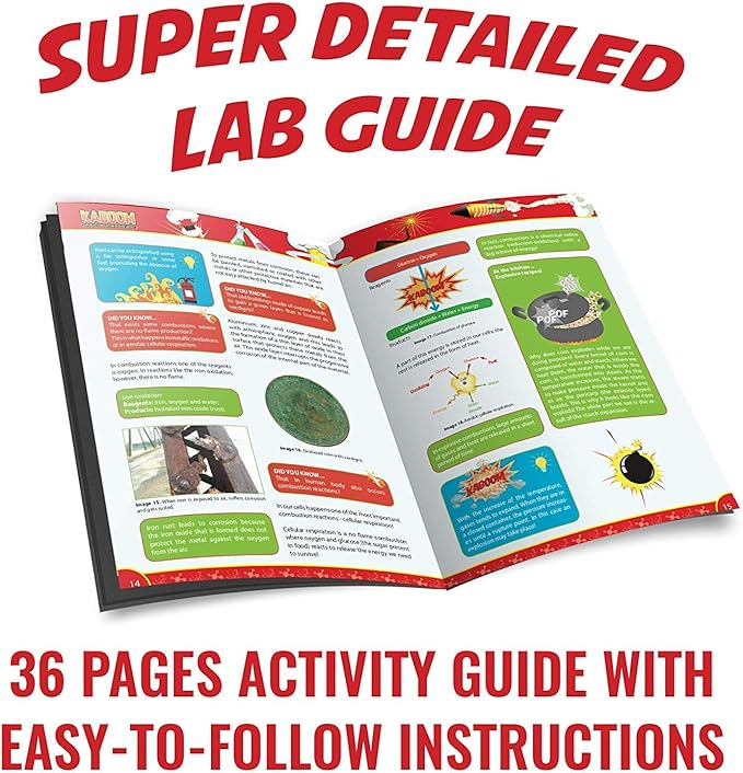 Playz Kaboom! 50+ Explosive Science Experiments Kit for Kids Age 8-12 with 25 Playz Lab Token Experiments - Chemistry Set STEM Learning & Educational Toys & Gifts for Boys, Girls, Teenagers & Kids