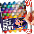 ARTISTRO 120 Dual Tip Brush + Fine Acrylic Paint Pens Ideal for Calligraphy - Paint Markers for Fabric, Rock, Glass, DIY - Stocking Stuffers, Christmas Gift Idea for Teens, Grandkids, Kids