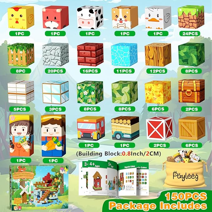 Magnetic Blocks, Forest Animals Magnet World Set, Magnetic Building Cubes for Boys Girls Age 4-8, 5-7, 8-12, STEM Montessori Sensory Toys for 3+ Toddlers, Travel Outdoor Toy Gifts for Kids