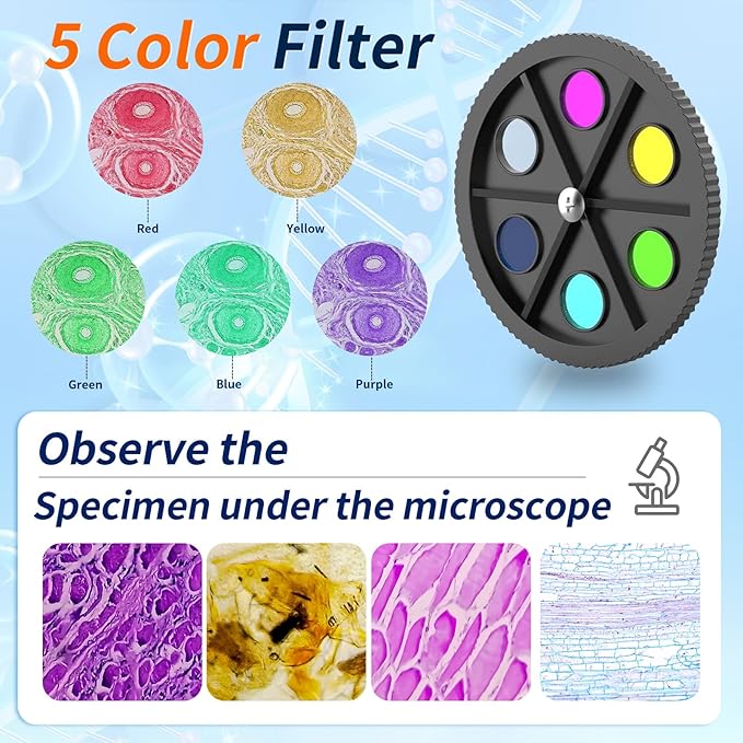 Microscope for Adults & Kids, 40X-2500X High-Power Compound Microscope for Students, School Lab & Home Schooling,Equiped with Slides Set & Phone Holder