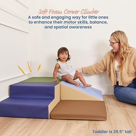 ECR4Kids SoftZone Little Me Corner Climber, Toddler Playset, Earthtone