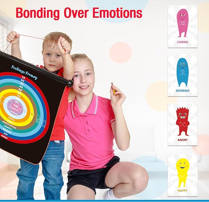 Vibes: Therapy Toys & Therapy Games for Teens & Kids | 2-in-1 Feelings Dartboard Games | Anger Management Tool for Emotional Intelligence & Social Skills | for Therapists, Social Workers & Teachers
