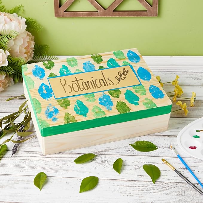 Bright Creations Unfinished Wooden Storage Box - 9 x 12 x 3.3 In, Paulownia Wood, Hinged Lid - Jewelry Box & Craft Storage - Paintable Chest for DIY Projects