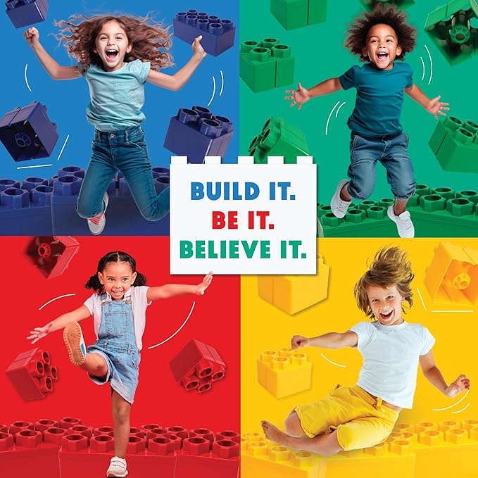 Big Blocks for Kids Ages 4-8 — Indoor & Outdoor Blocks Kids Games — Yellow Large Building Blocks - 48pc