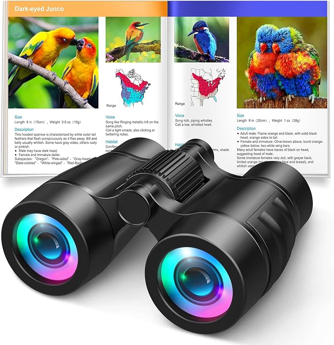 Boy Toys Ages 3-8: Kids Binoculars with Bird Watching Manual 4 5 6 7 8 Year Old Boys Girls Christmas Birthday Gifts Outdoor Travel Binoculars Toy for Kid Age 4-6 Toddler Camping|Hiking Toys