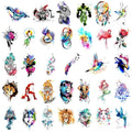 32 Sets of Temporary Tattoo Stickers Watercolor Design DIY Animals Small Temporary Tattoos for Adults and Children