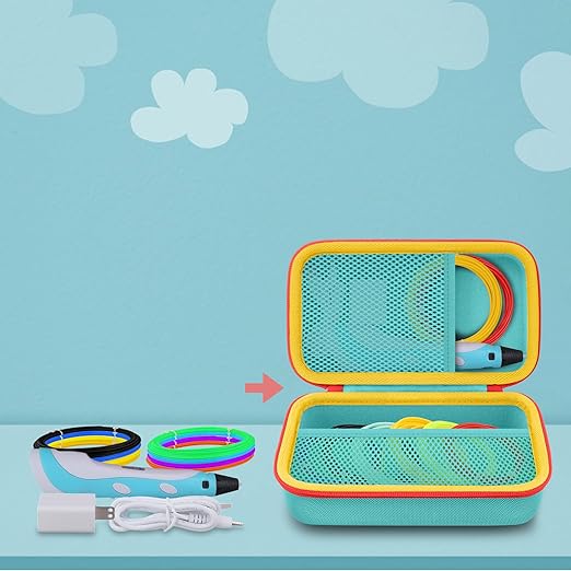 co2CREA Storage Organizer Case for 3D Printing Pen Set, Hard Case Compatible with SCRIB3D P1/Advanced, MYNT3D Super/Advanced, 3Doodler Start+/Flow/PRO and Filament Refill（Green Case +Red Zipper）