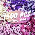 1500 Pieces Building Bricks, Building Bricks Set for Girls Age 6-7-8-12, Classic Bulk Small Blocks, Blocks Set (Pink Purple White)