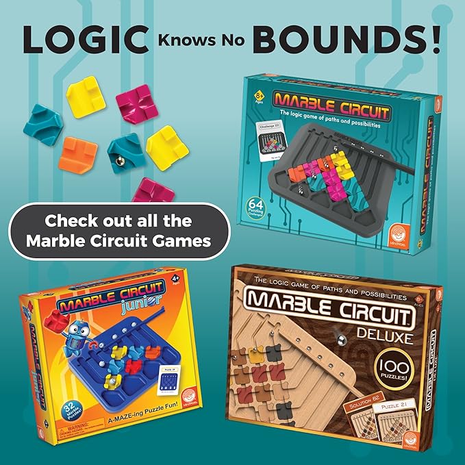 MindWare Marble Circuit Puzzle, Logic Game with 64 Challenges, Brainteaser Game for Ages 8 & Older
