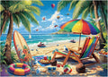 Beach Puzzles for Adults 1000 Pieces, PICKFORU Vintage Summer Puzzle Lounge Chair Beach Vacation, Difficult Seaside Puzzles for Adults, Colorful Art Puzzle as Wall Decor