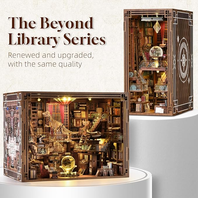 Book Nook Kit, DIY Miniature Dollhouse Booknook Kit with Led Light and Dust Cover (Beyond Library Max)
