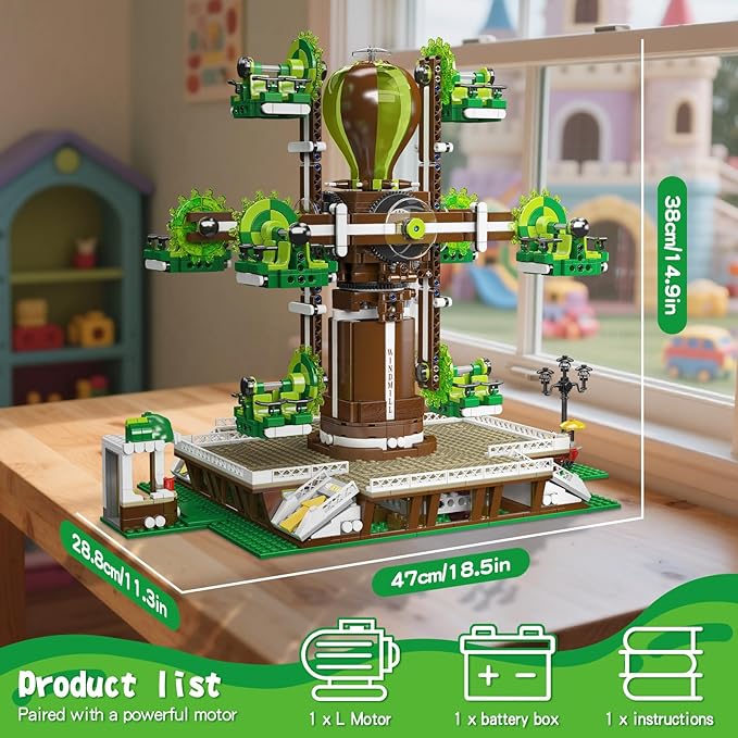 Mould King Nature-Tree Big Windmill Building Set, 2148+ Pcs Creative Amusement Park Swing Ride Model Kit, STEM Construction City Building Engineering Toy, Collectible Gift for Teens, Adults