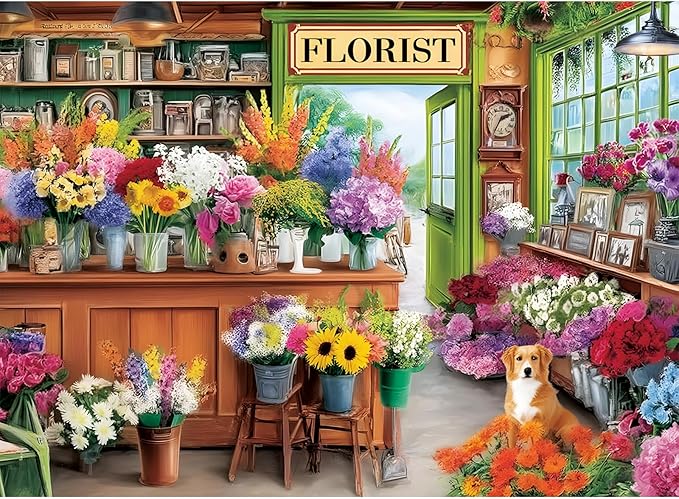 300 Piece Puzzles for Adult,All Seasons Flower Shop 300 Piece Jigsaw Puzzle,Colorful Botanical Puzzle for Kids Teen Adults,Interlock Perfectly Letter on Back,Puzzle for Family Game Nights,20.5 x 15 in